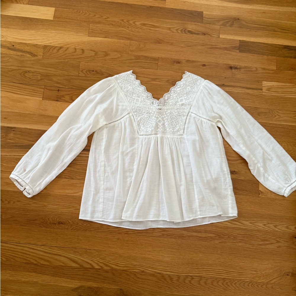 Rebecca Taylor White Embroidered Women's Top Size 2